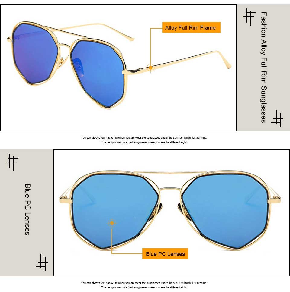 Blue Lens Aviator Sunglasses